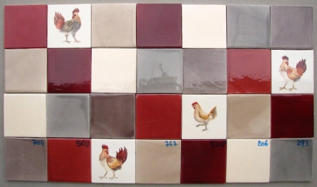 Credence murale en carrelage pour cuisine avec decor poule et coq sur carreaux IMG_2558a